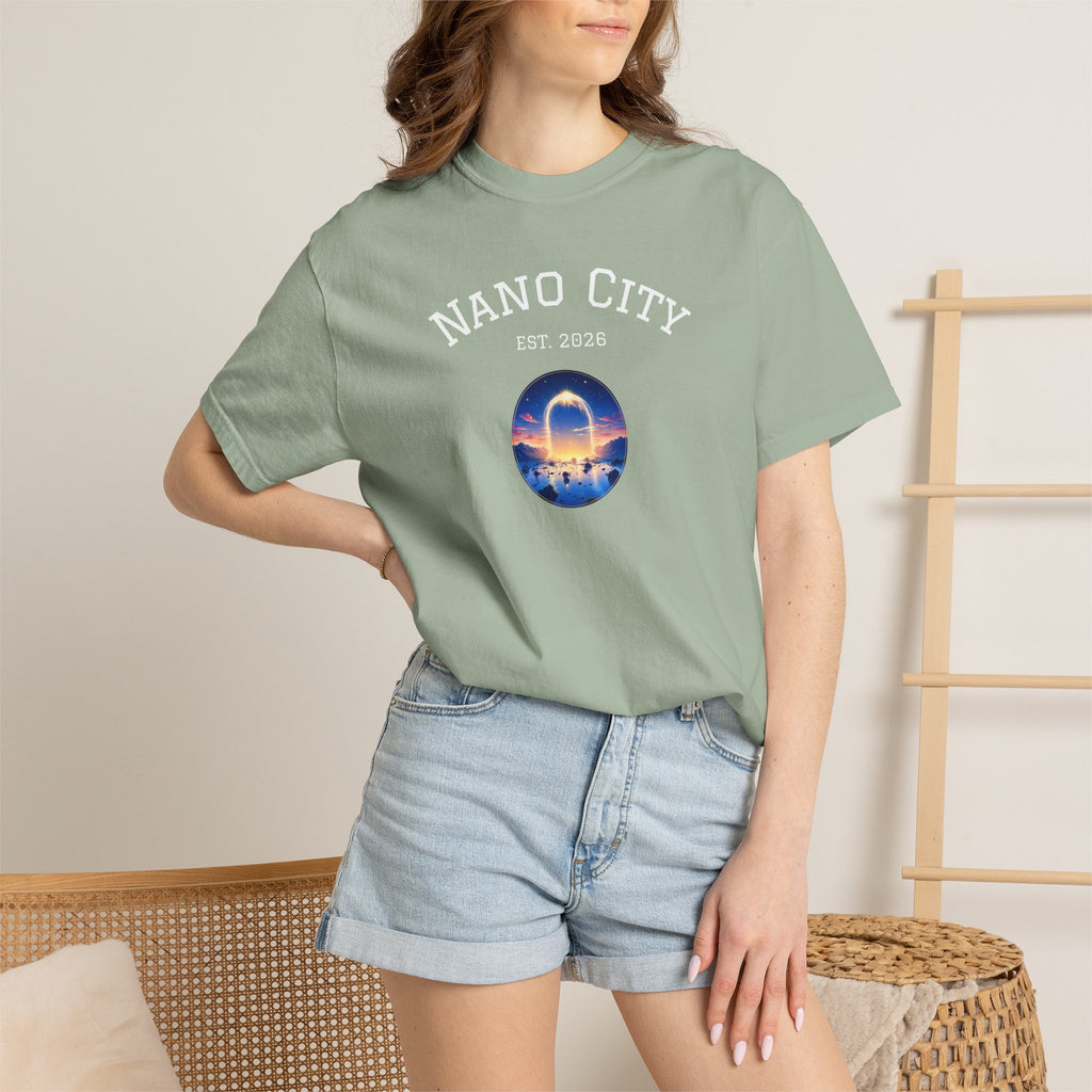 Nano City Est. 2026 Graphic T-Shirt — Morning Dawn Globe