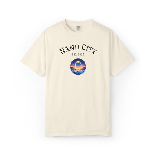 Nano City Est. 2026 Graphic T-Shirt — Morning Dawn Globe