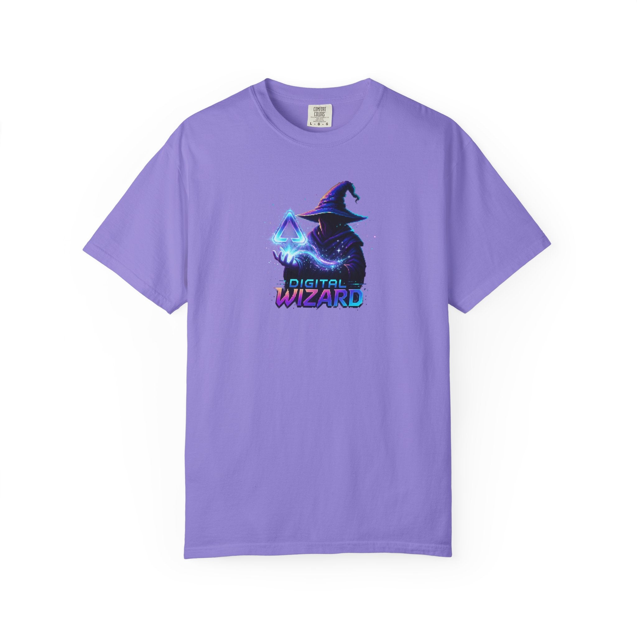 Digital Wizard graphic T-Shirt | Neon Wizard Illustration, Tech Magic Tee