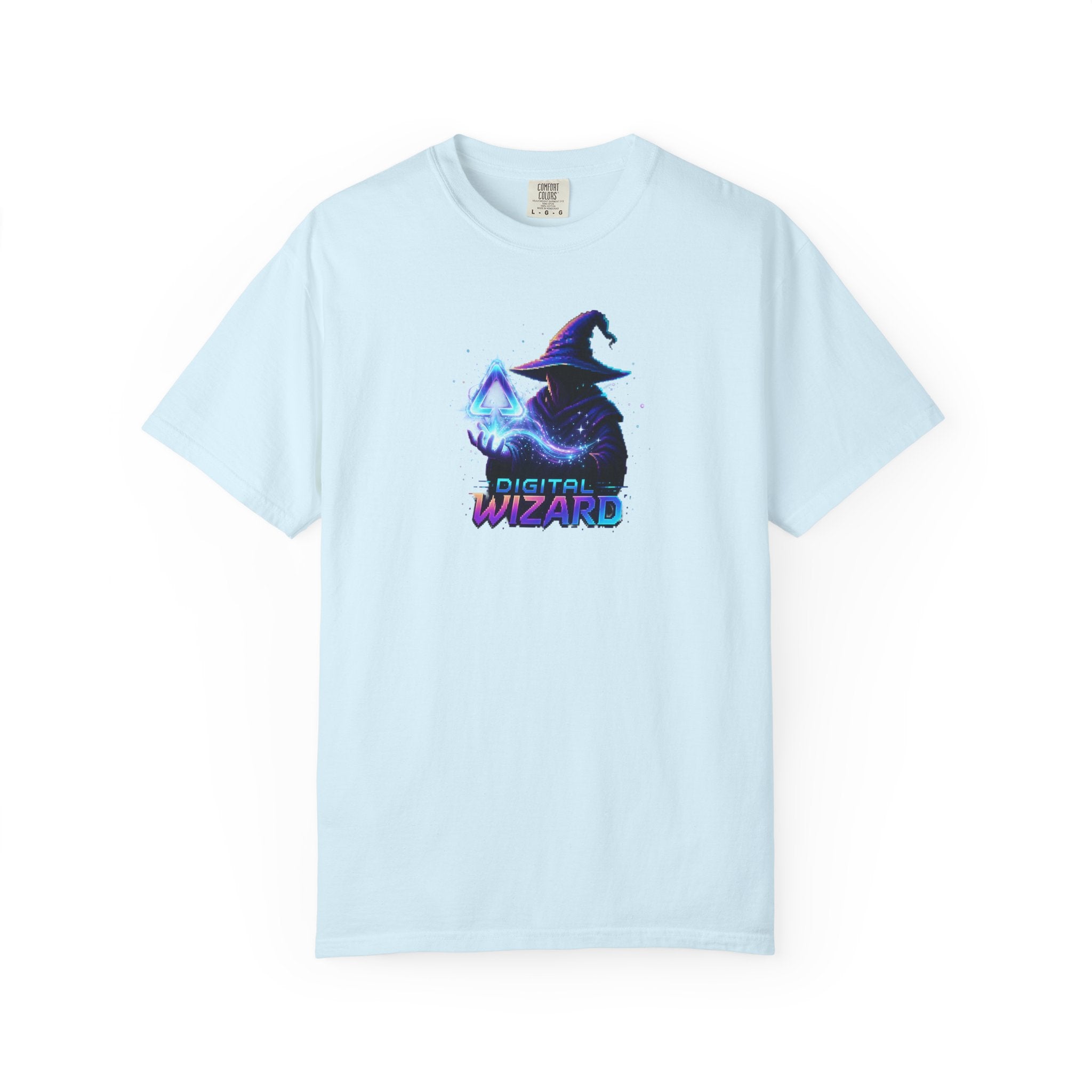 Digital Wizard graphic T-Shirt | Neon Wizard Illustration, Tech Magic Tee