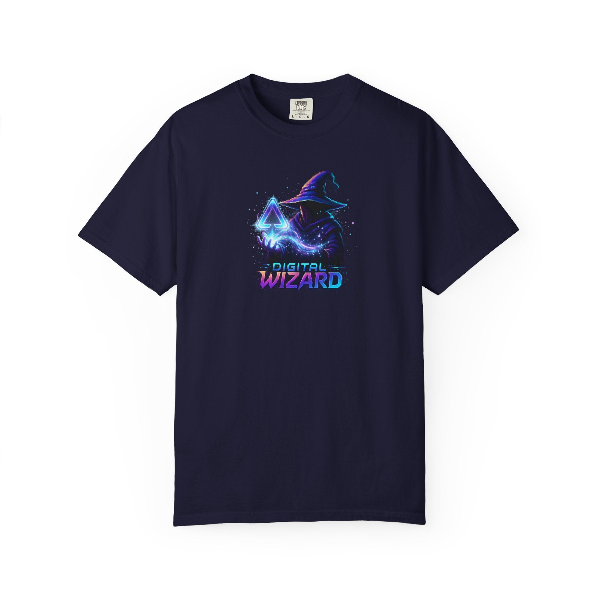 Digital Wizard graphic T-Shirt | Neon Wizard Illustration, Tech Magic Tee