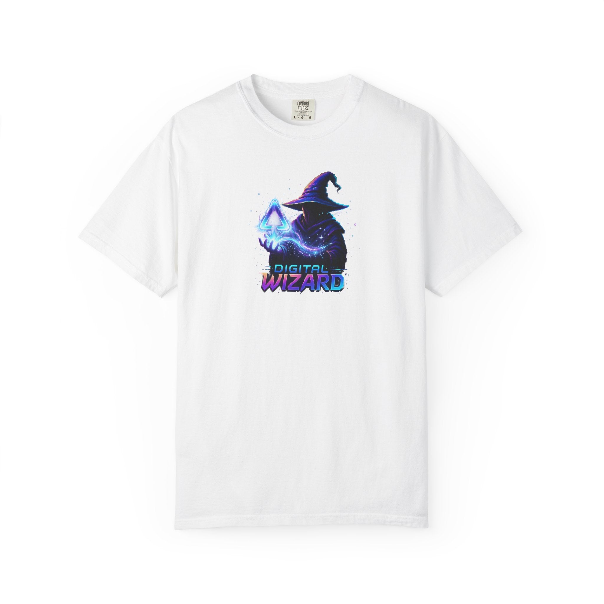 Digital Wizard graphic T-Shirt | Neon Wizard Illustration, Tech Magic Tee