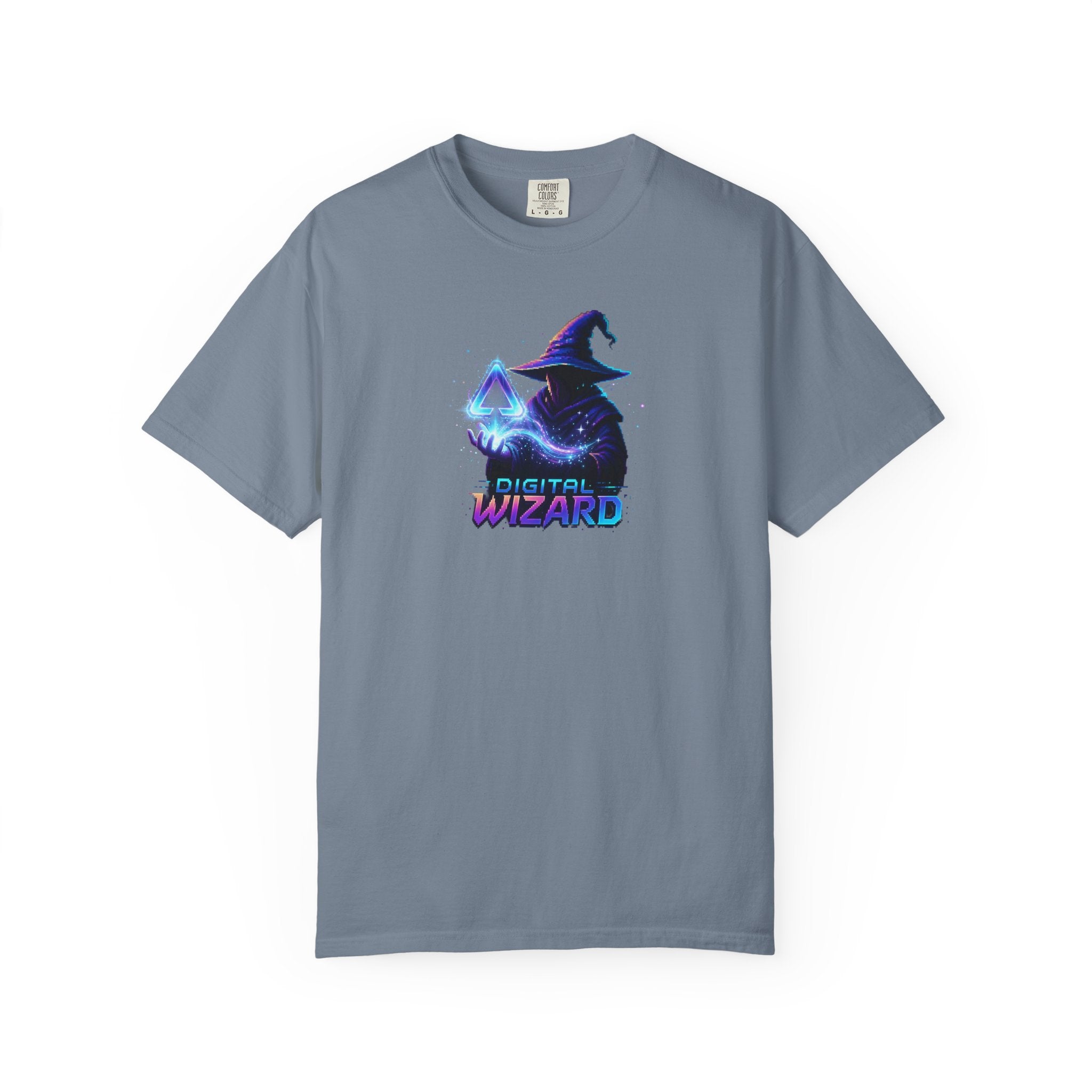 Digital Wizard graphic T-Shirt | Neon Wizard Illustration, Tech Magic Tee