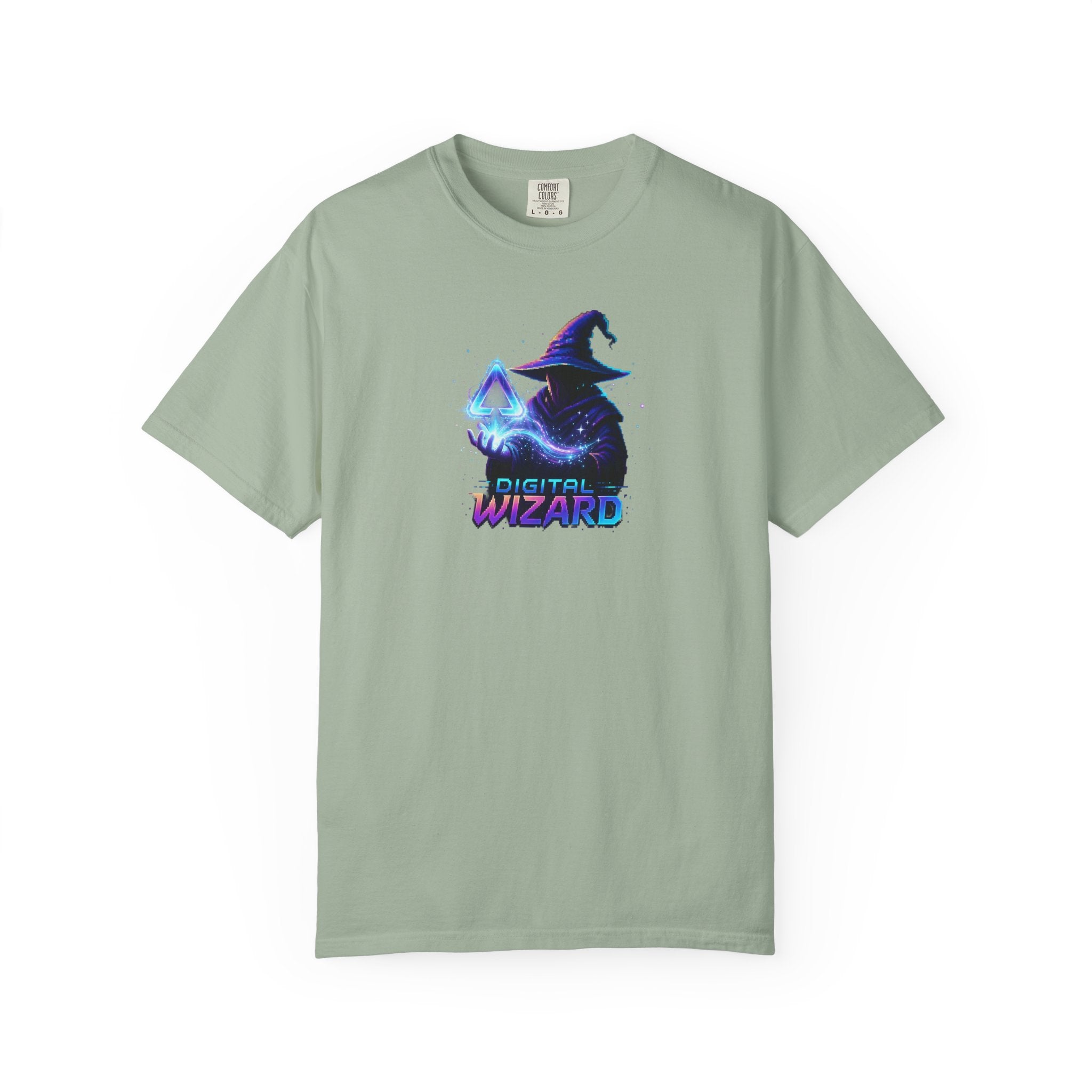 Digital Wizard graphic T-Shirt | Neon Wizard Illustration, Tech Magic Tee
