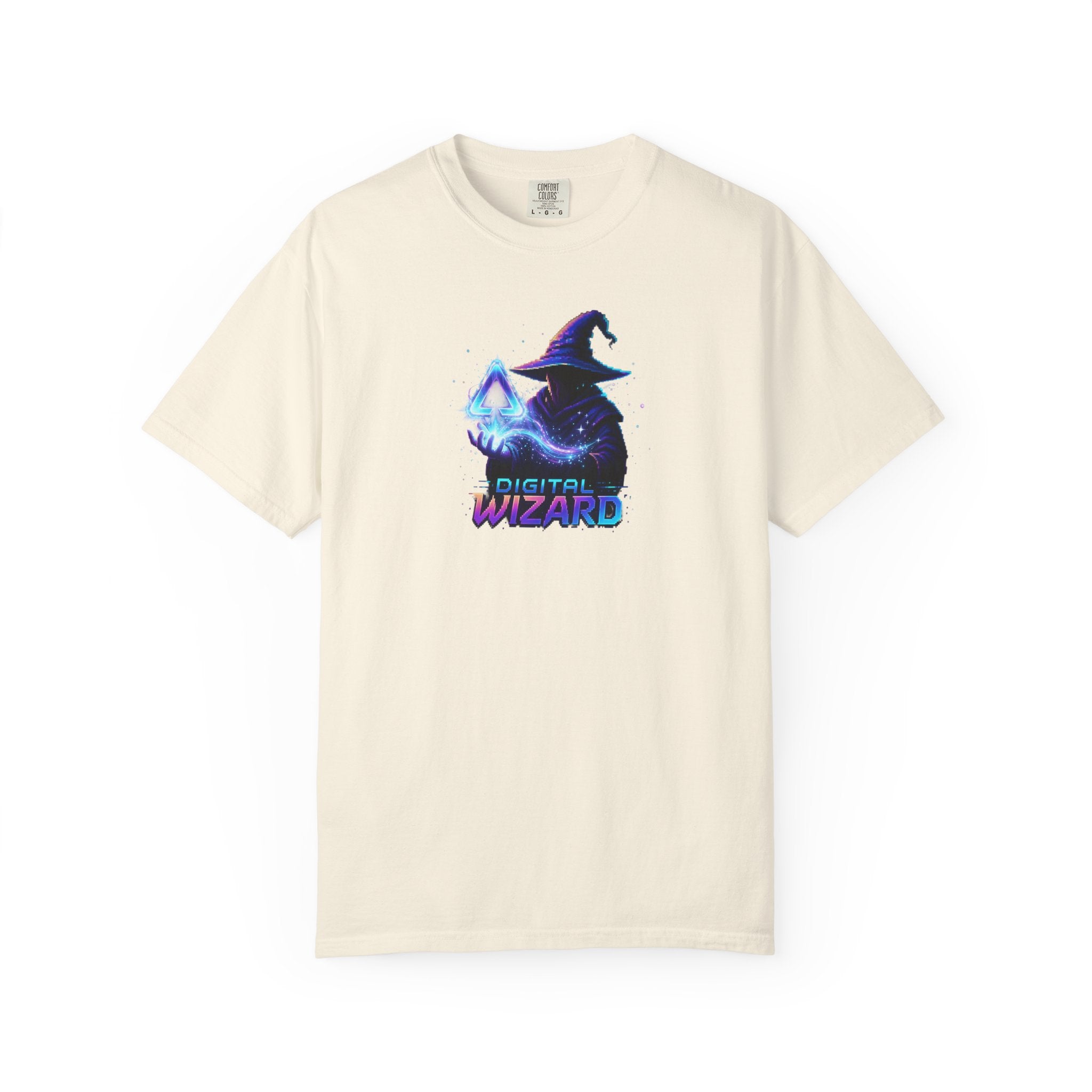 Digital Wizard graphic T-Shirt | Neon Wizard Illustration, Tech Magic Tee