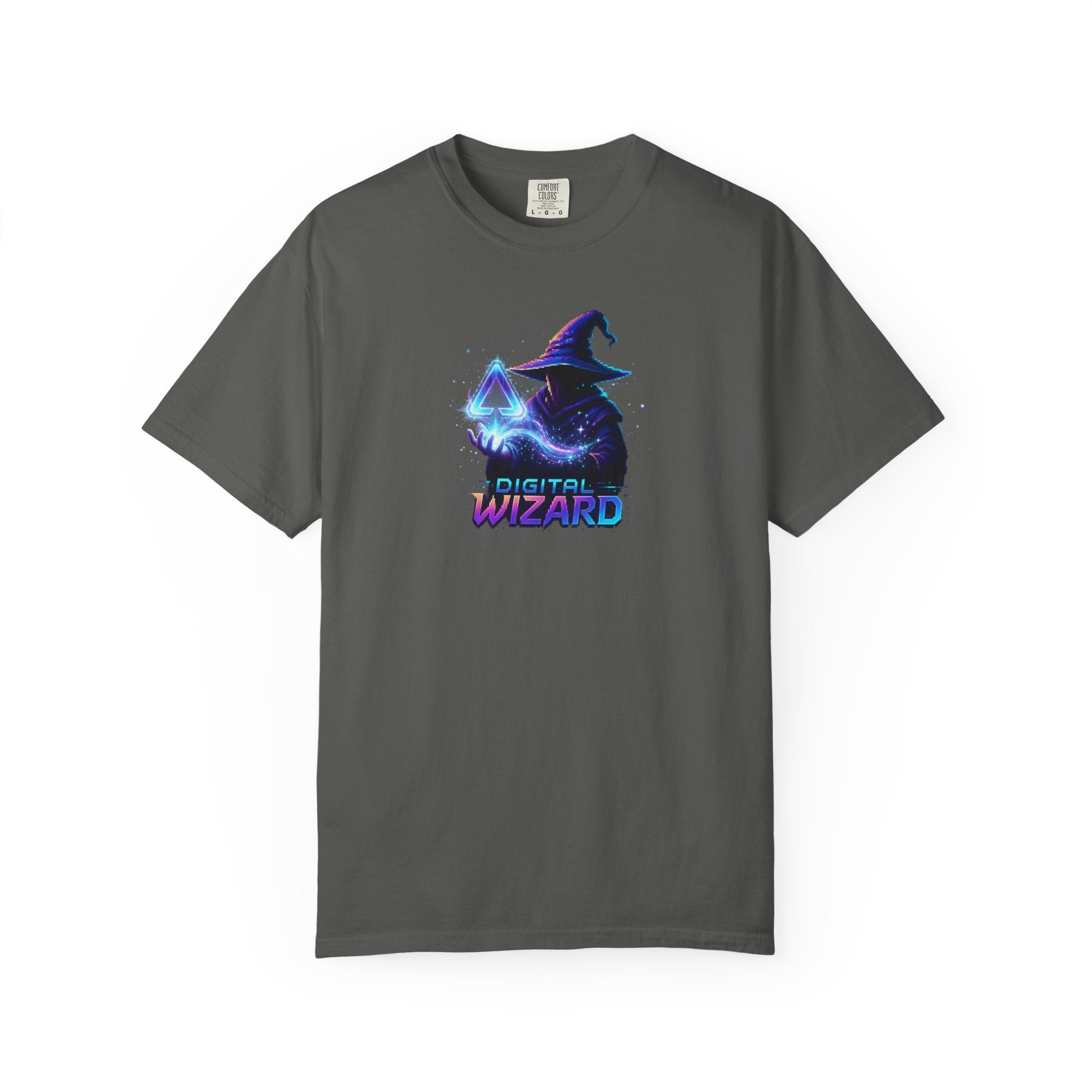 Digital Wizard graphic T-Shirt | Neon Wizard Illustration, Tech Magic Tee