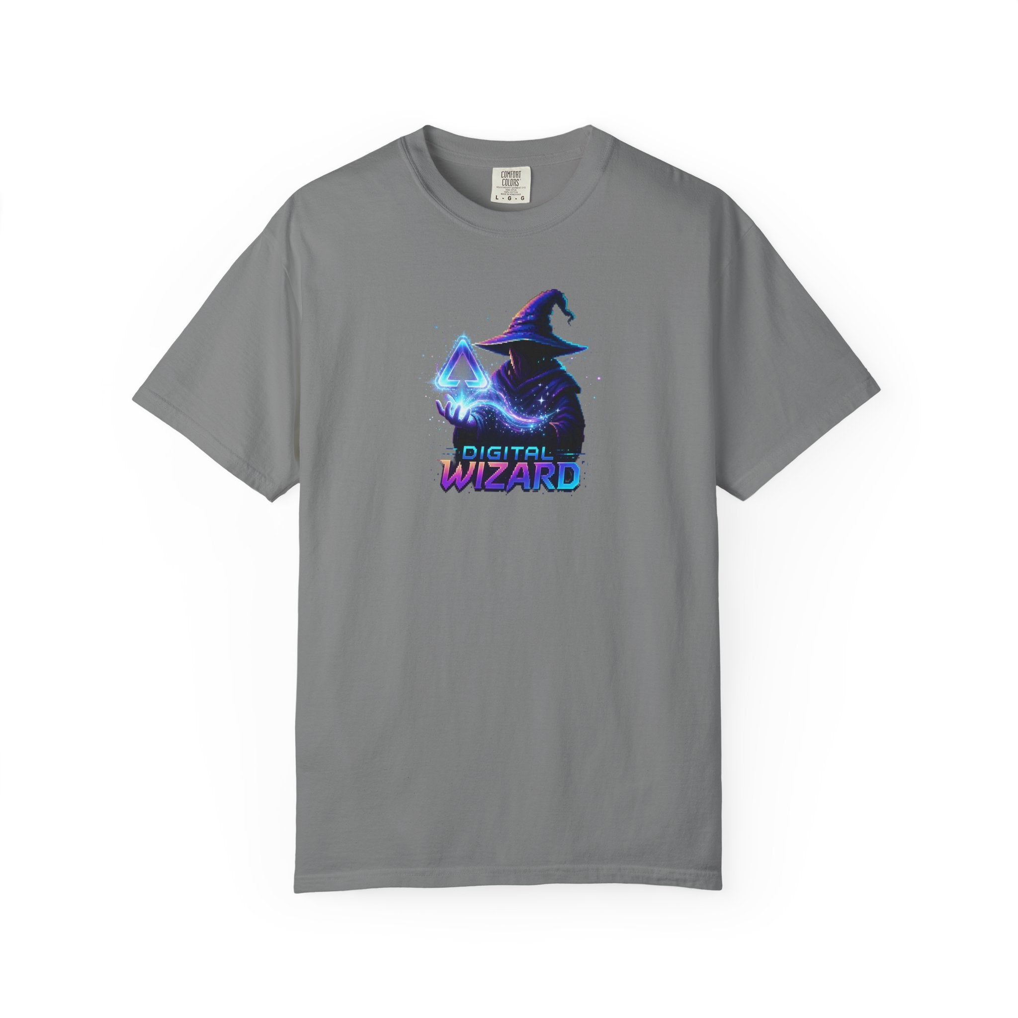 Digital Wizard graphic T-Shirt | Neon Wizard Illustration, Tech Magic Tee