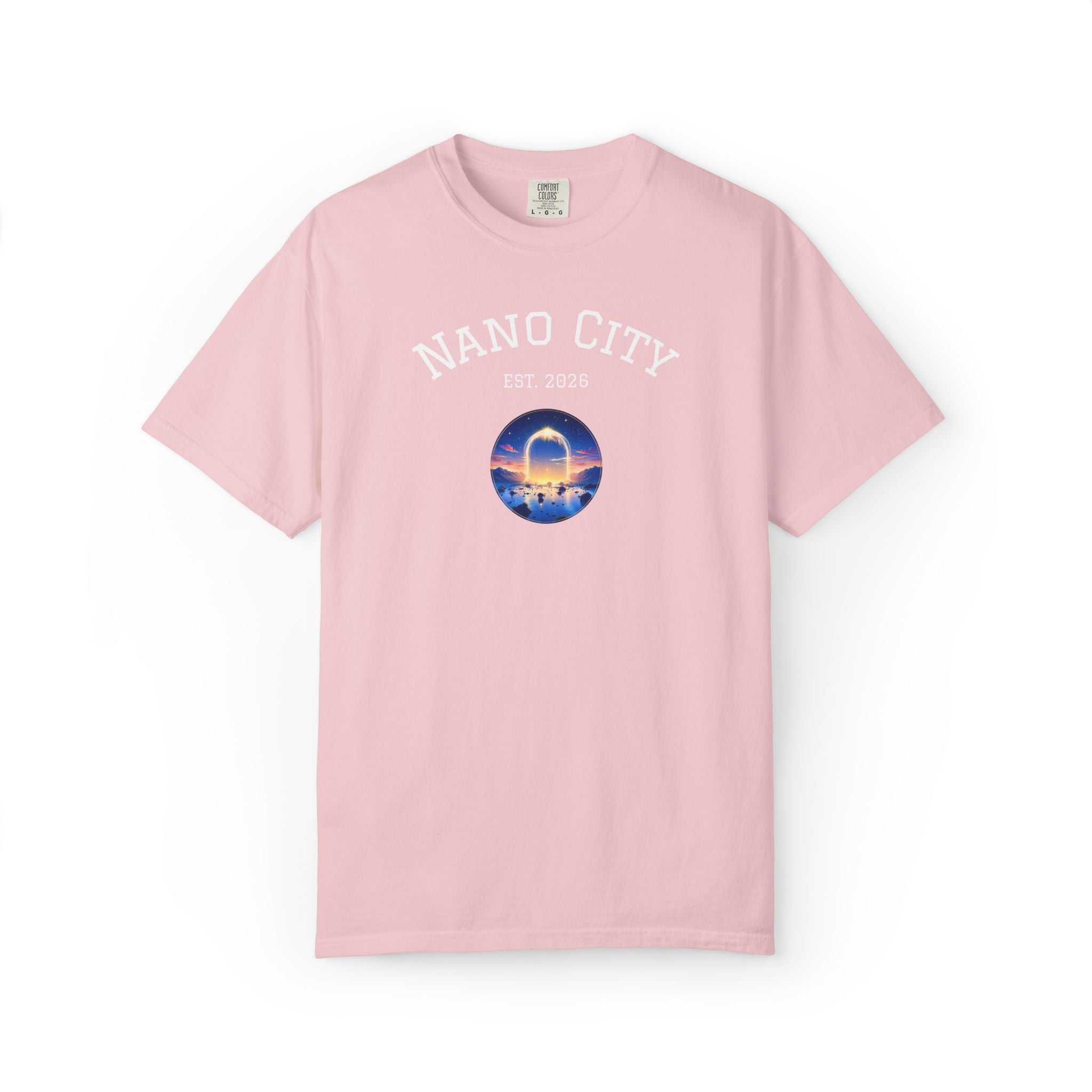 Nano City Est. 2026 Graphic T-Shirt — Morning Dawn Globe