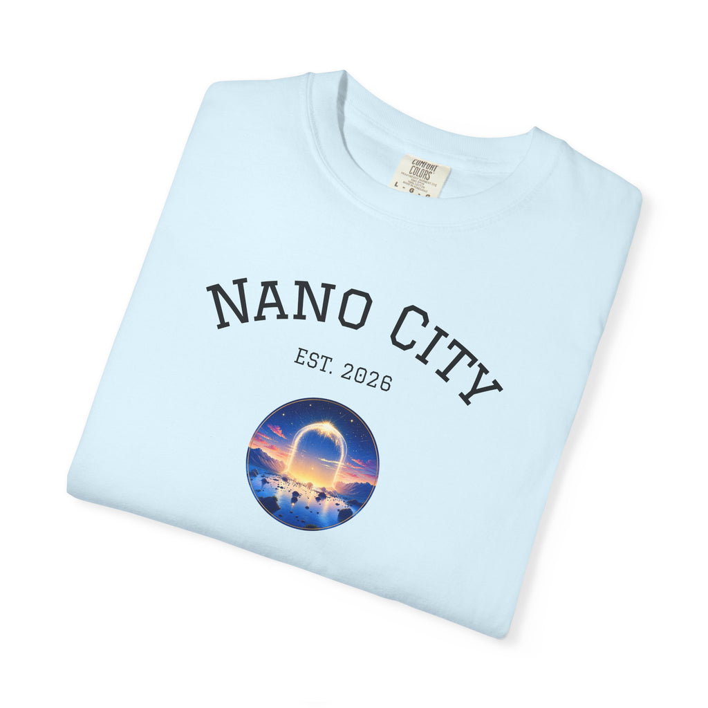 Nano City Est. 2026 Graphic T-Shirt — Morning Dawn Globe