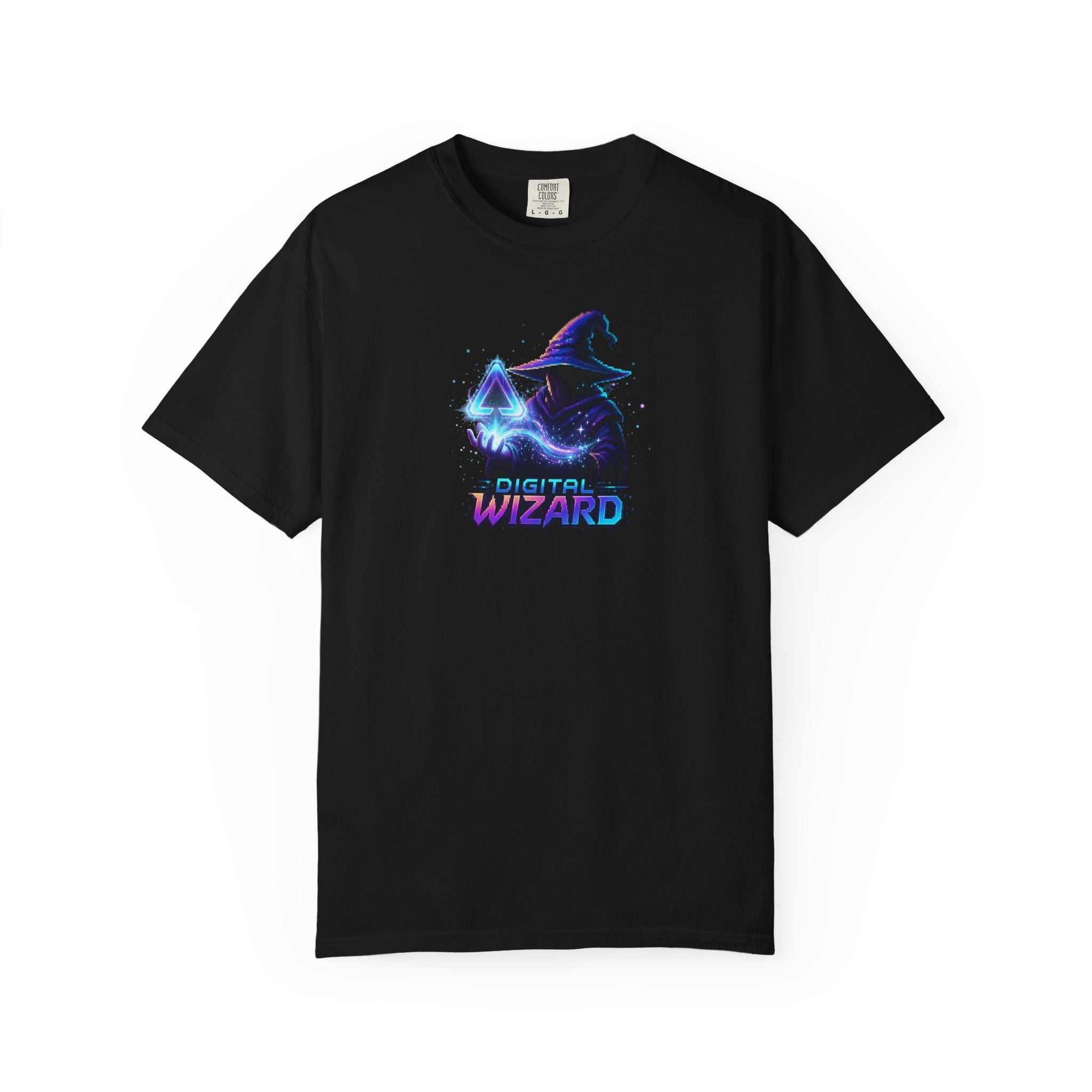Digital Wizard graphic T-Shirt | Neon Wizard Illustration, Tech Magic Tee
